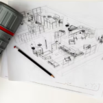 Team reviewing general arrangement drawings for construction planning