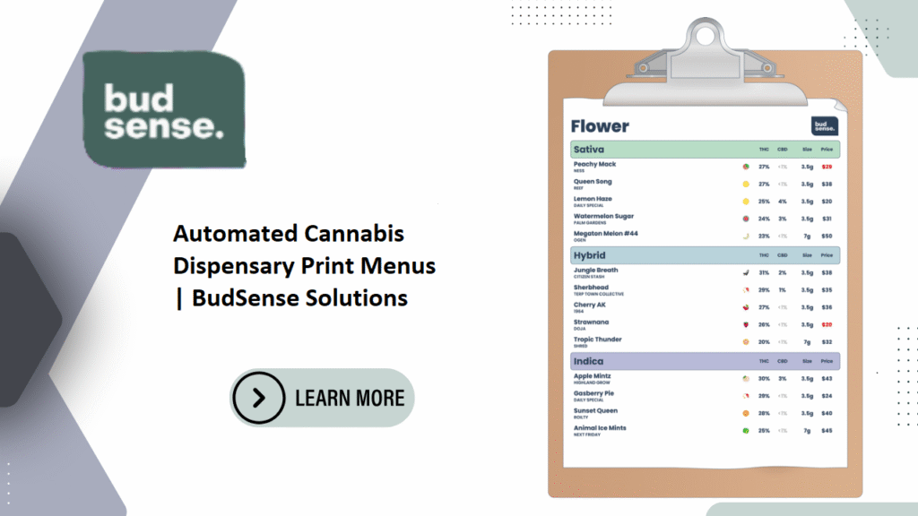 Automated cannabis dispensary print menus