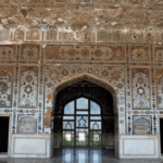 Intricate mirror work interior at Sheesh Mahal, Lahore Fort – a masterpiece reflecting the cultural heritage showcased in art galleries in Lahore.