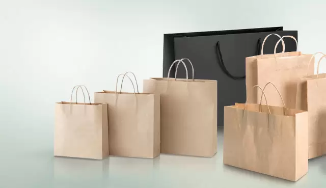 Paper bags with ropes handles