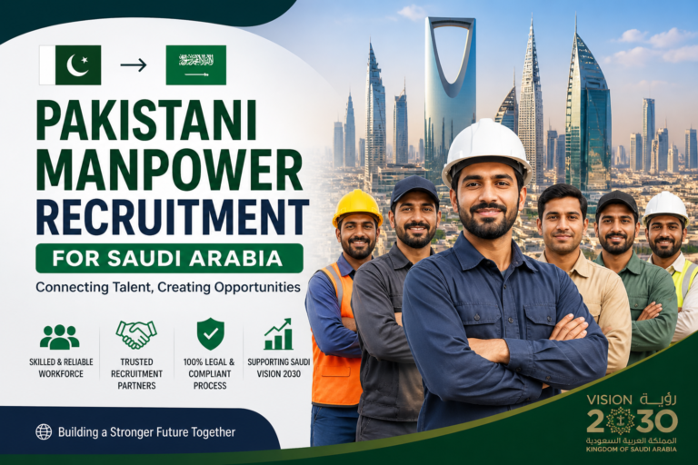 Pakistani manpower recruitment for Saudi Arabia skilled workforce