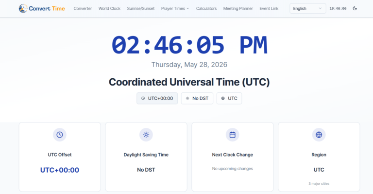 utc time now