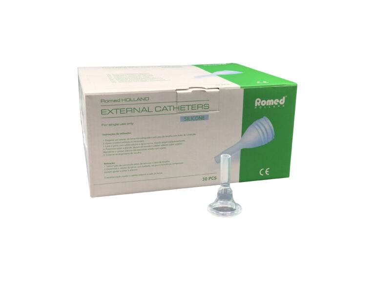 Silicone external catheter by Romed Holland for secure and comfortable urinary management