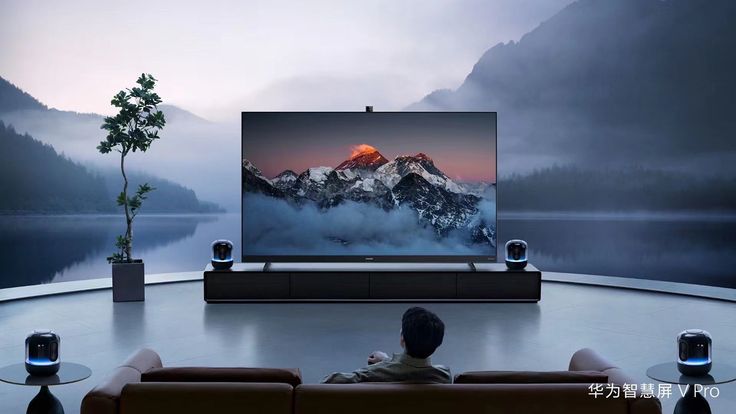 A modern living room featuring a large ultra-HD television displaying a mountain landscape, showcasing the Strong 8K IPTV Player experience with immersive 8K streaming, cinematic visuals, smart entertainment technology, and premium home viewing comfort.