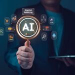 Beginner using an AI Social Media Management Tool dashboard to schedule posts, analyze engagement, and manage multiple social media accounts.