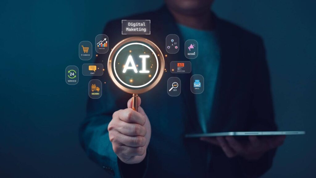 Beginner using an AI Social Media Management Tool dashboard to schedule posts, analyze engagement, and manage multiple social media accounts.
