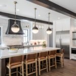 White kitchen island with storage on both sides