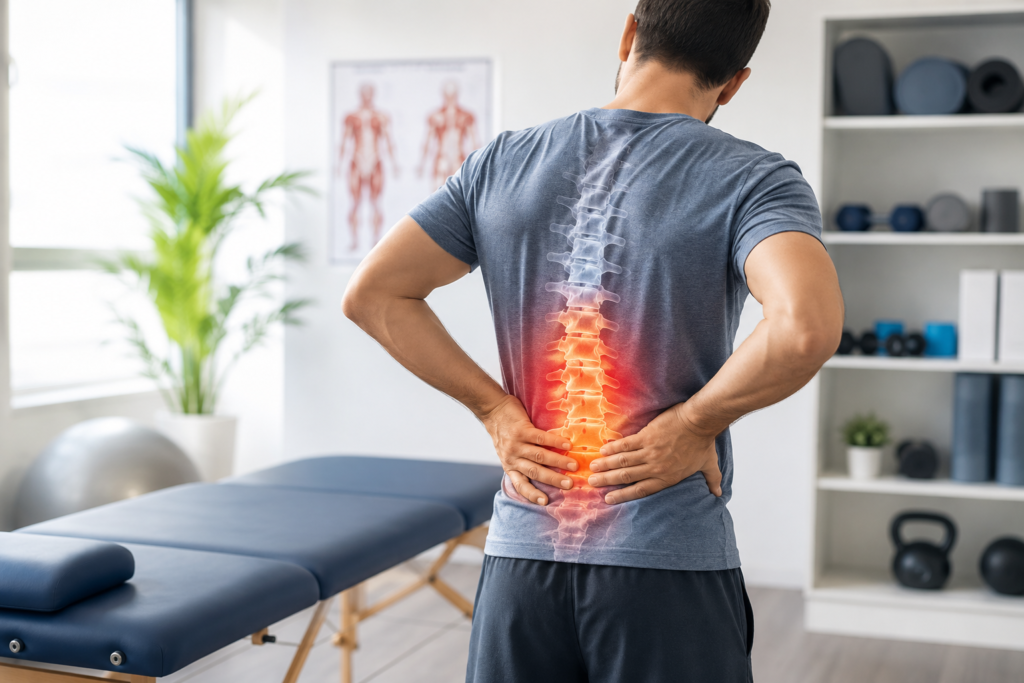 Back pain relief in therapy clinic