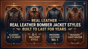 Real Leather Bomber Jacket