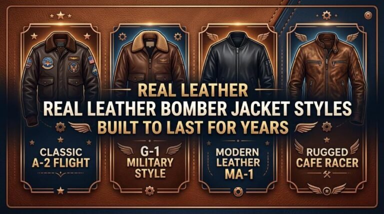 Real Leather Bomber Jacket
