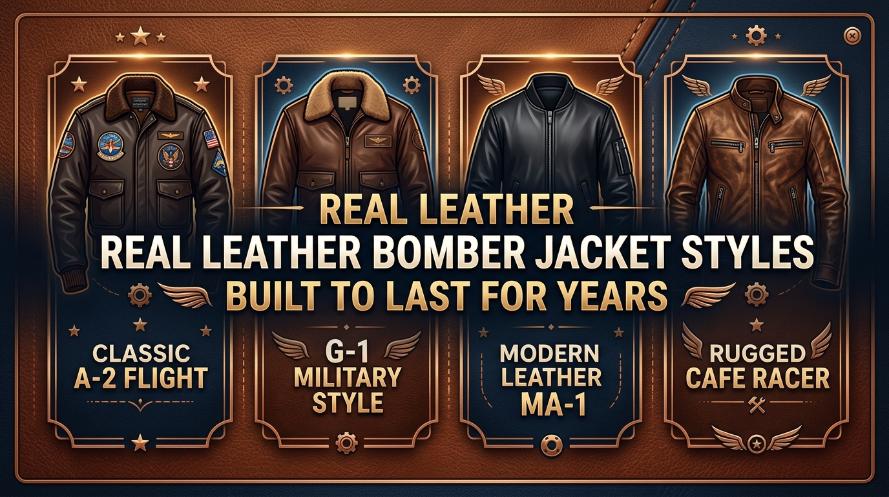 Real Leather Bomber Jacket