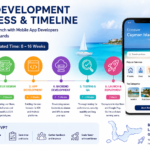 MVP development process and timeline showing the key stages from discovery and UI/UX design to app development, backend development, testing, and launch in the Cayman Islands.