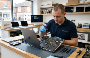 Create a image for blog post about this topic  "Why Choose MacBook Repair Tonbridge for Your MacBook" also give me size style of image 1200*780 widescreen and don't add logo  in only English word don't also dont add flag  and image without text