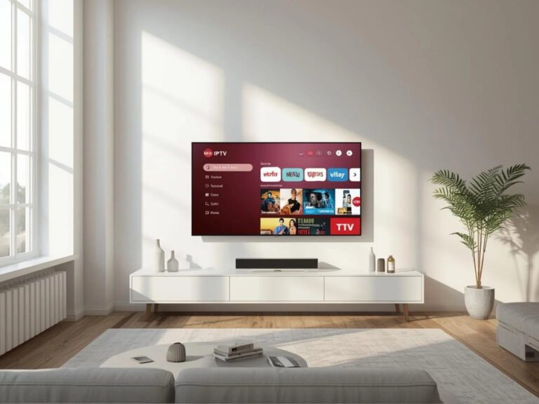 Modern living room TV upgraded with IPTV Australia for flexible internet entertainment