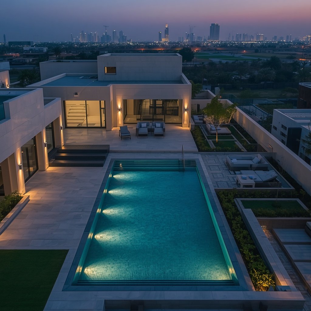 lucid-origin_Aerial_drone_view_of_a_freshly_completed_modern_rectangular_pool_with_geometric_-0