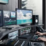 Professional film editor working on a movie