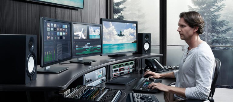 Professional film editor working on a movie
