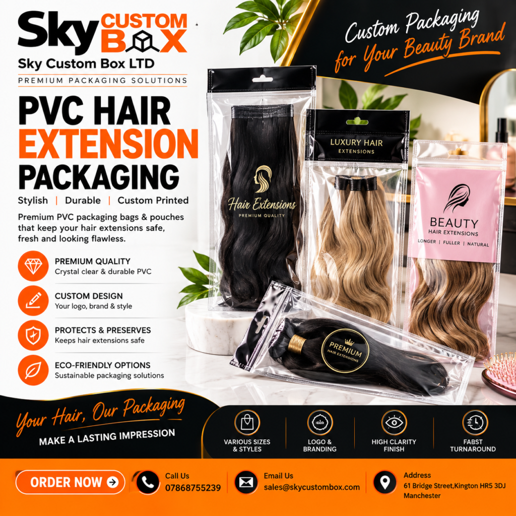 PVC plastic packaging bag for packing hair extension