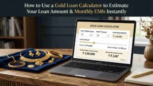 Person using a gold loan calculator to estimate loan amount and EMI