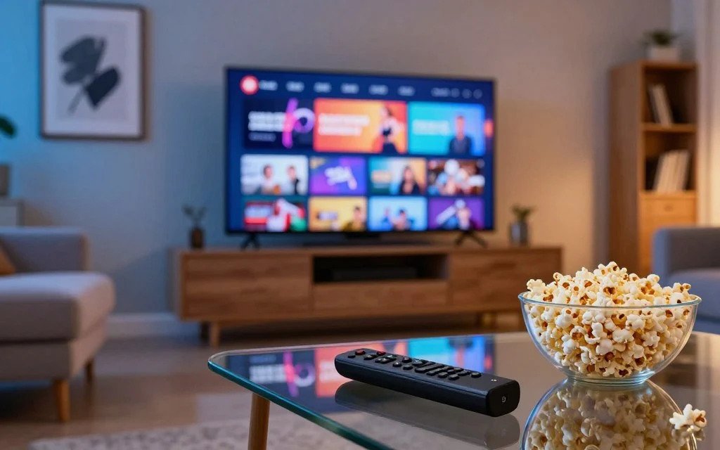 Firestick IPTV providing a relaxing evening of organized entertainment on a living room television