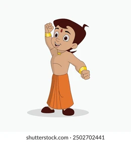 Chota Bheem cartoon main character in orange dhoti