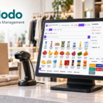 BizModo POS screen with grocery grid