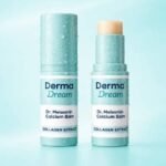Dr. Melasmin Calcium Balm skincare stick designed for targeted application to the under-eyes, cheeks, and lips