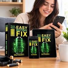 Easy Battery Fix guide featuring battery maintenance, testing, and safe battery care concepts