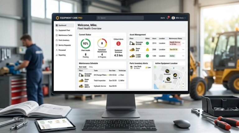 Heavy equipment maintenance software
