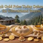 Gold jewellery and coins shown to represent the gold price today in Dehradun