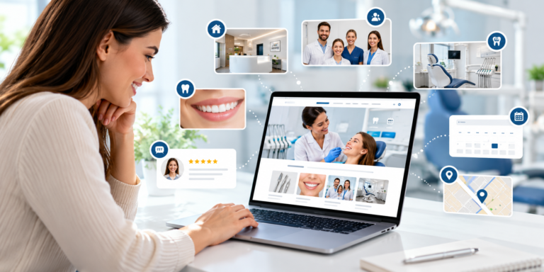 Modern Dental Website Browsing Scene