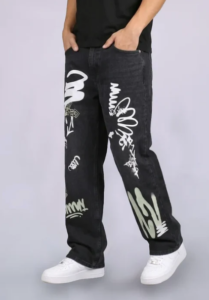 black graffiti pants